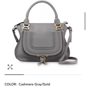 Chloé Marcie Medium Leather Satchel in Cashmere Gray/Gold
